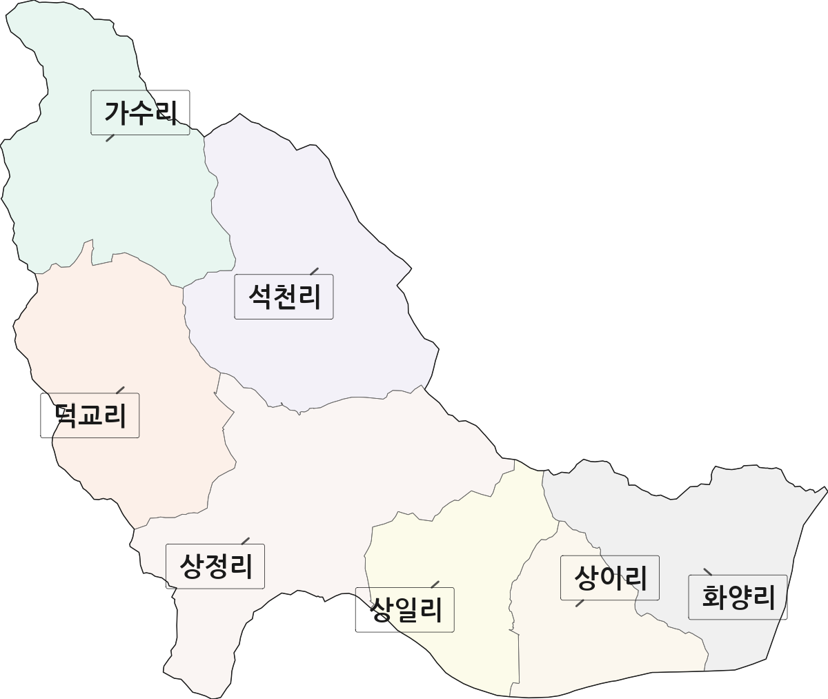 경상남도 의령군 화정면 법정동 리 구분 행정구역 경계 지도