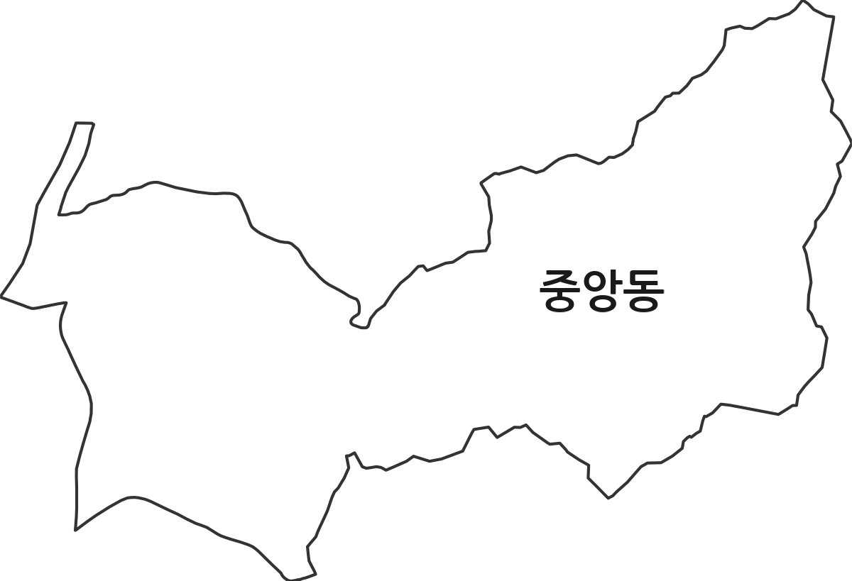 경상남도 양산시 중앙동 행정동 행정구역 경계 지도