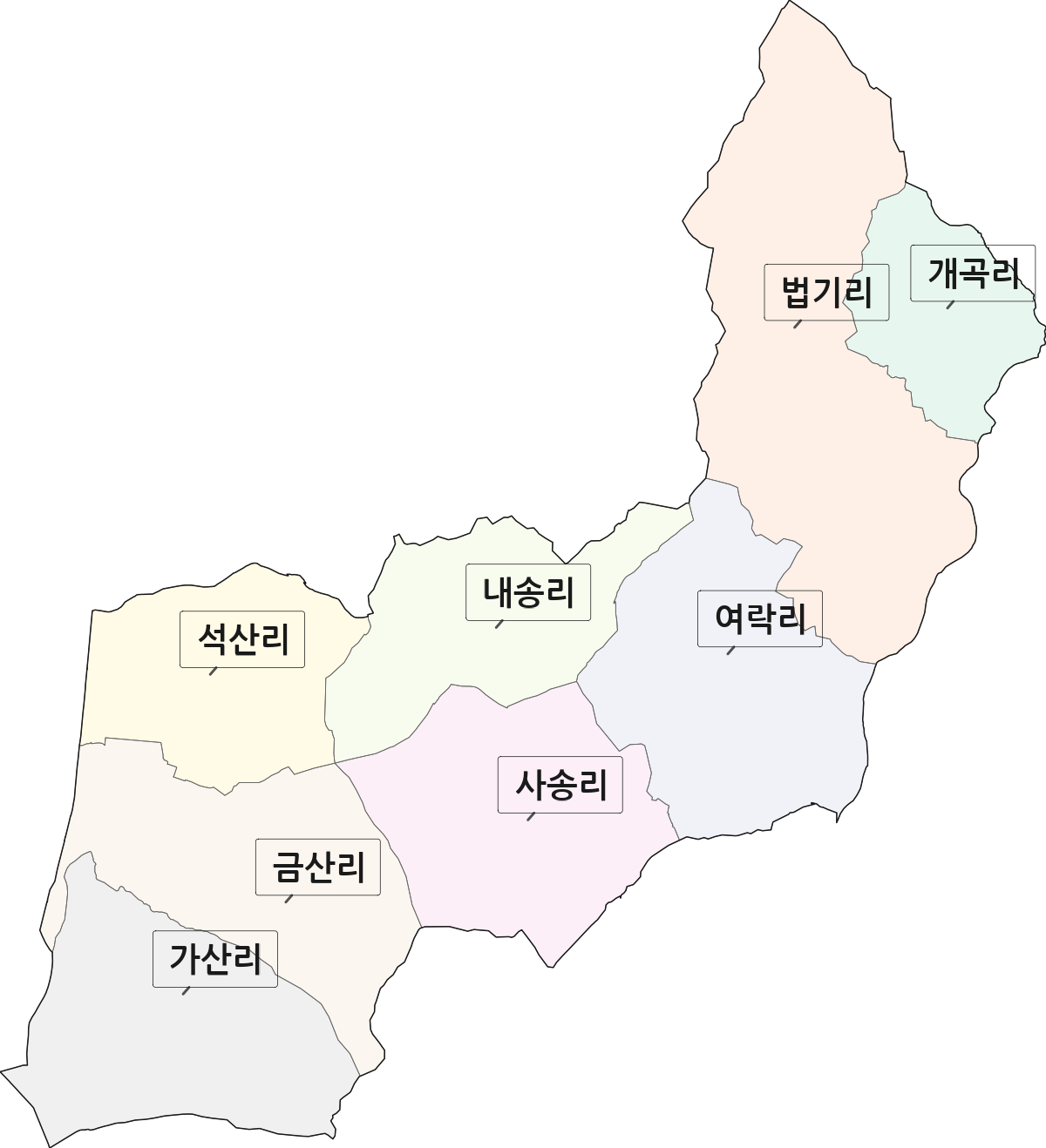 경상남도 양산시 동면 법정동 리 구분 행정구역 경계 지도