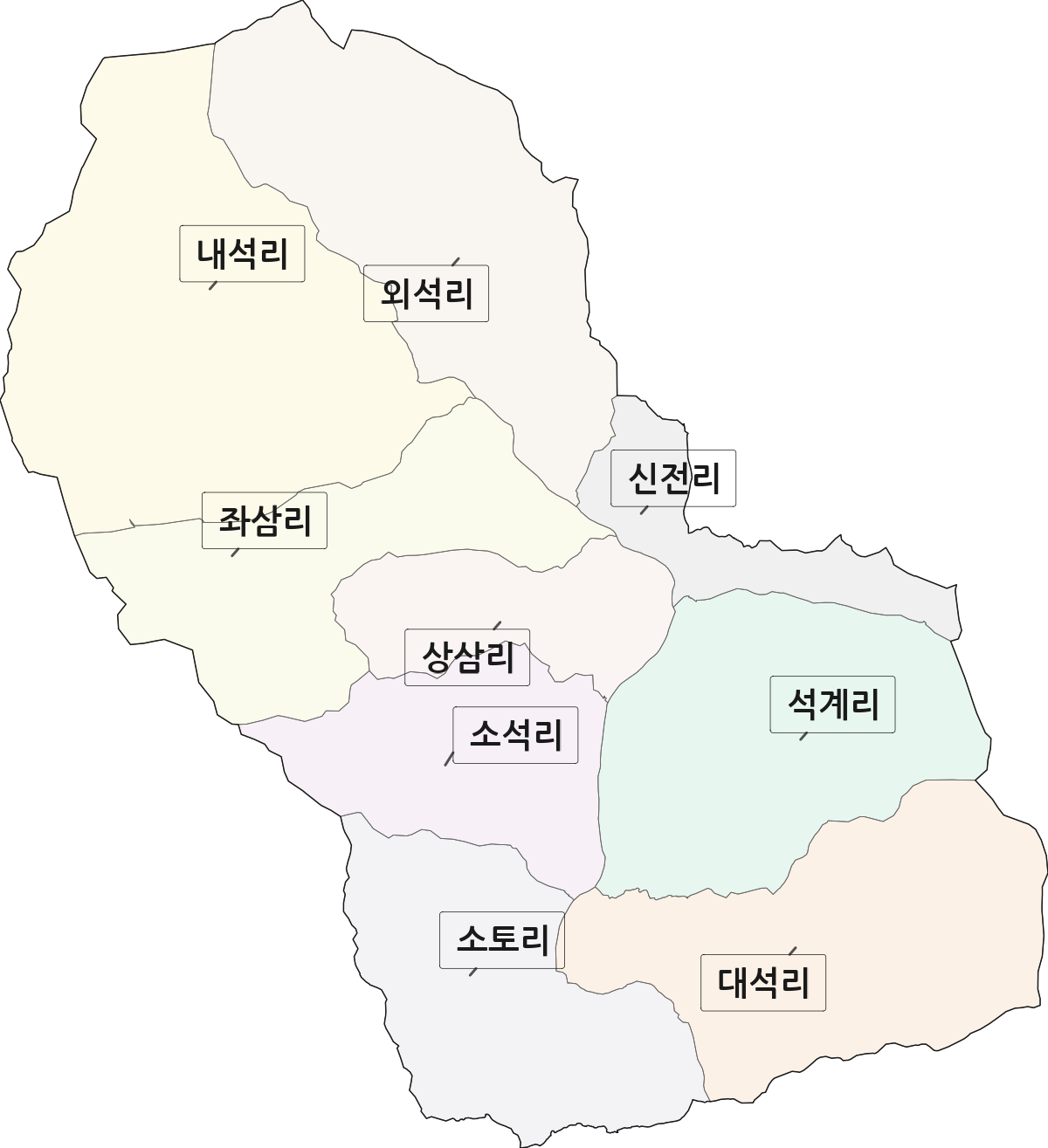 경상남도 양산시 상북면 법정동 리 구분 행정구역 경계 지도