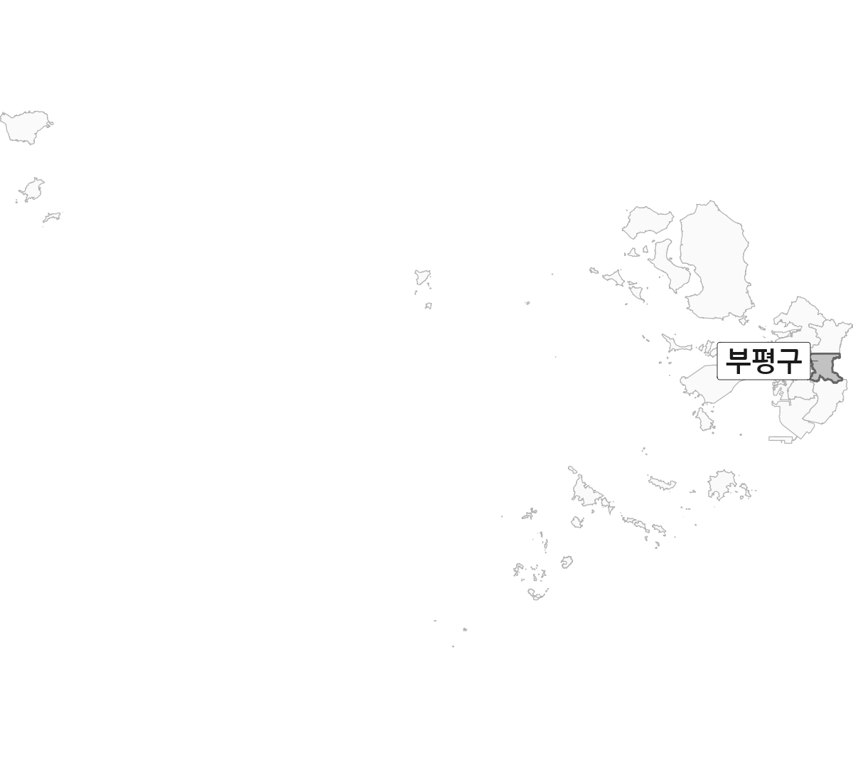 인천광역시 범위 내 부평구 행정구역 경계 지도