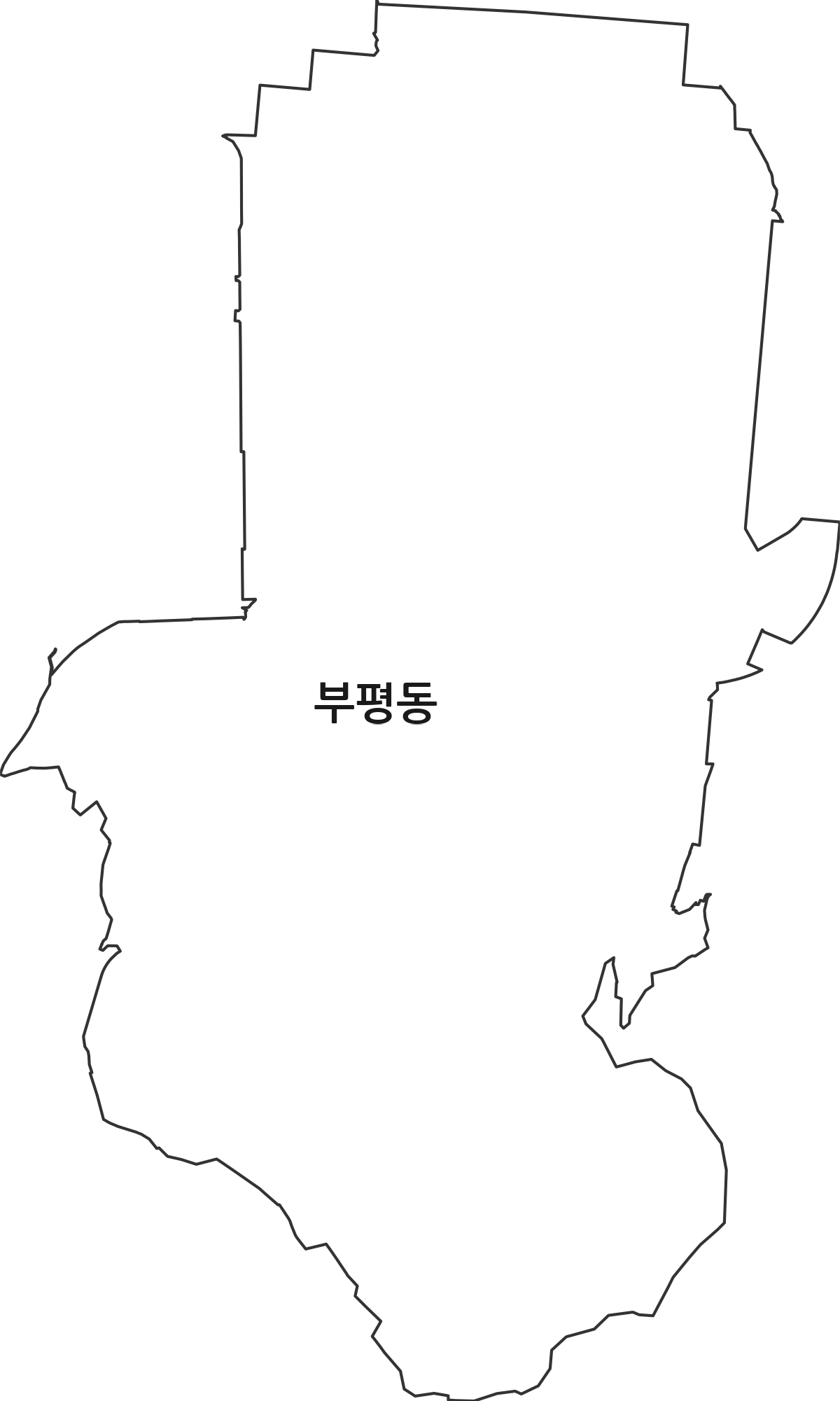 인천광역시 부평구 부평동 법정동 행정구역 경계 지도