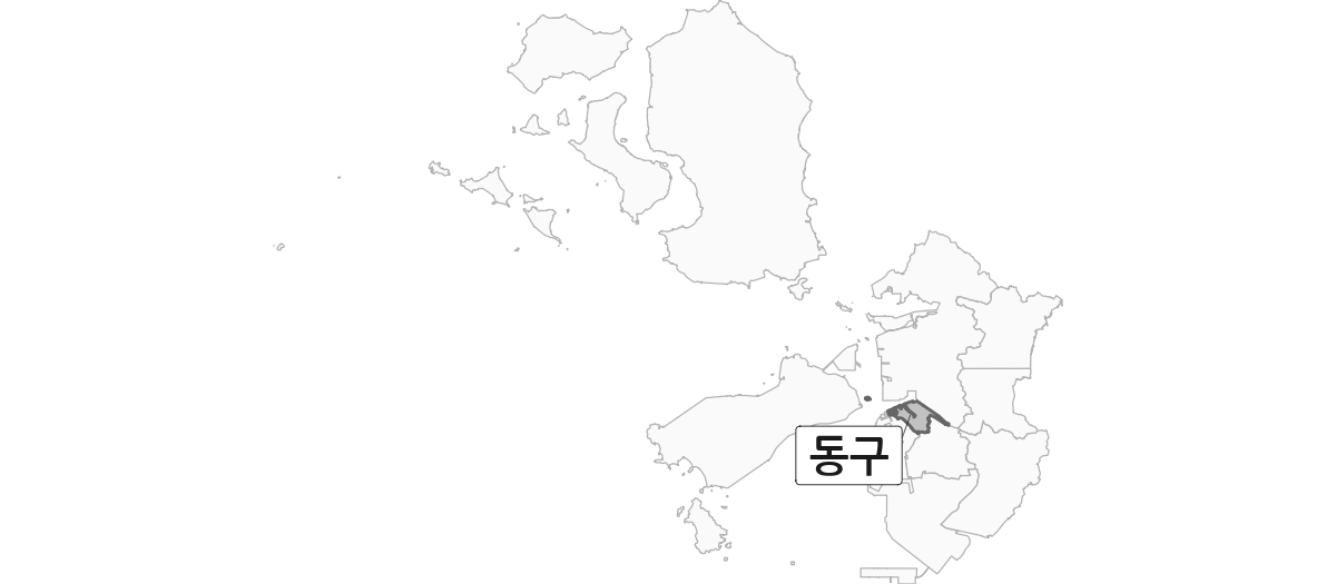 인천광역시 범위 내 동구 행정구역 경계 지도 옹진군 제외 버전