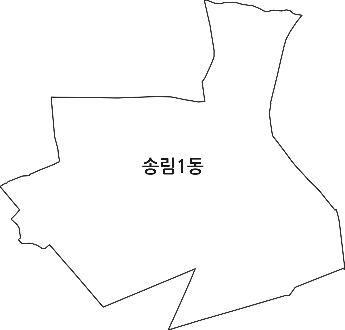 인천광역시 동구 송림1동 행정동 행정구역 경계 지도