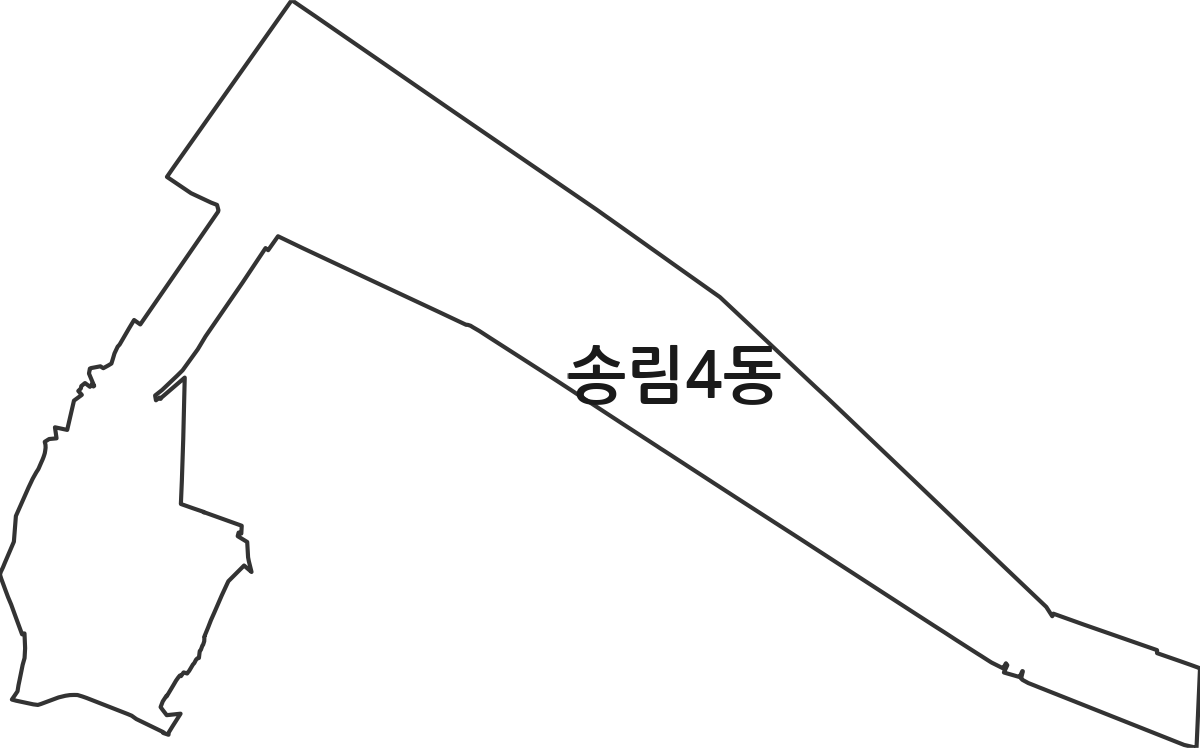인천광역시 동구 송림4동 행정동 행정구역 경계 지도