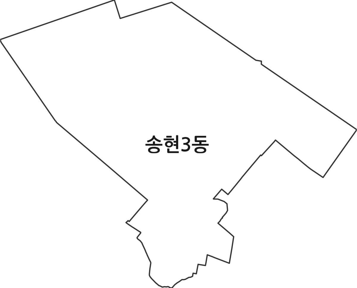 인천광역시 동구 송현3동 행정동 행정구역 경계 지도
