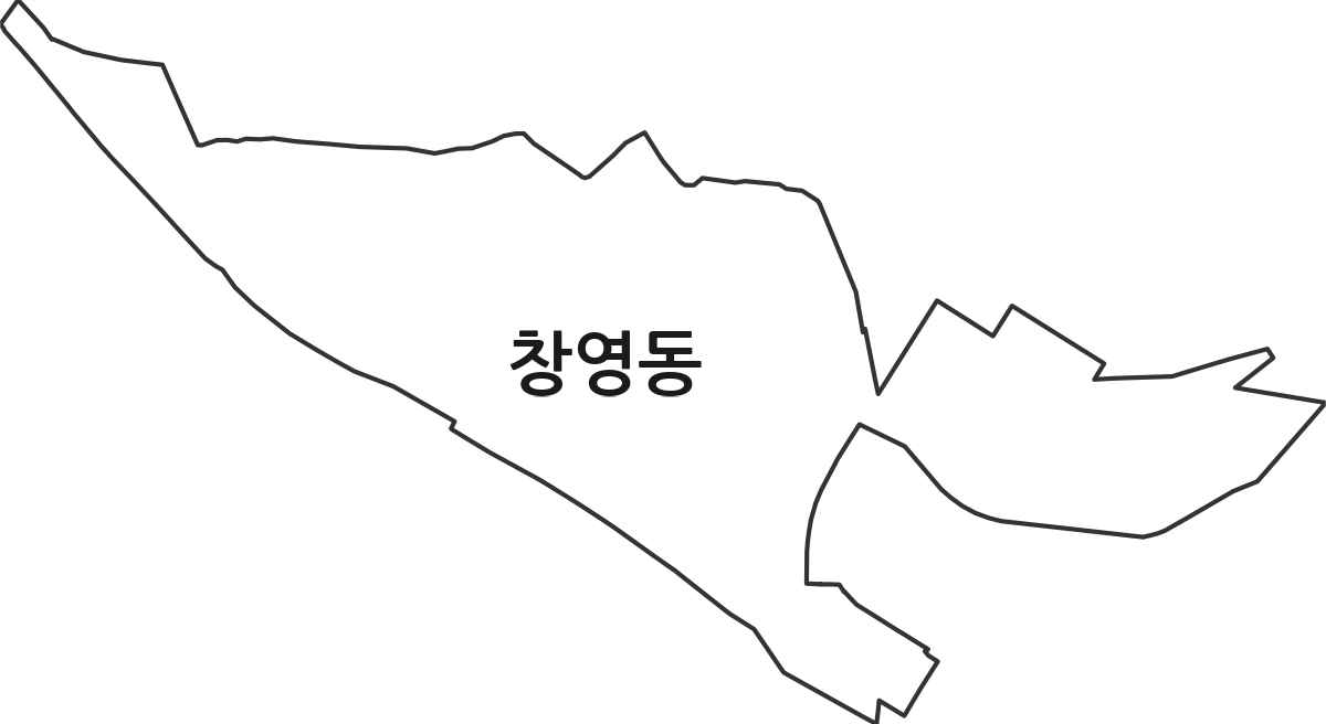 인천광역시 동구 창영동 법정동 행정구역 경계 지도