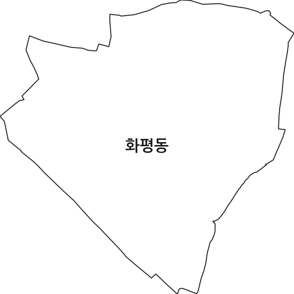 인천광역시 동구 화평동 법정동 행정구역 경계 지도