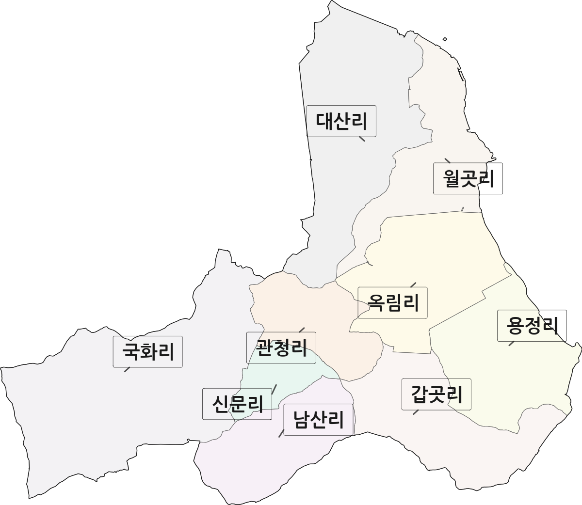 인천광역시 강화군 강화읍 법정동 리 구분 행정구역 경계 지도