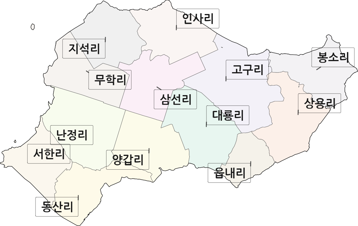 인천광역시 강화군 교동면 법정동 리 구분 행정구역 경계 지도