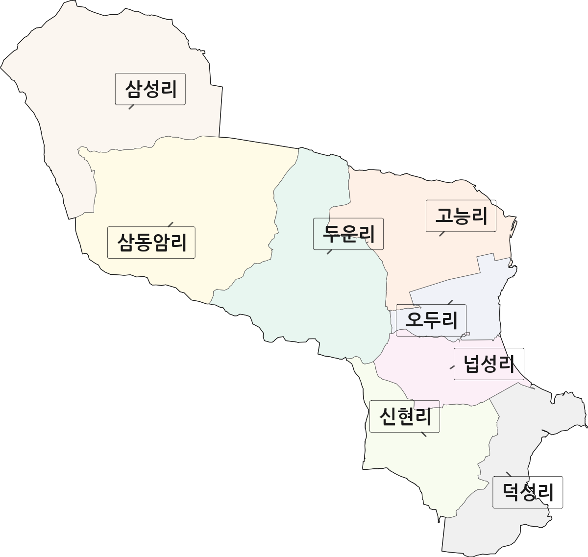 인천광역시 강화군 불은면 법정동 리 구분 행정구역 경계 지도