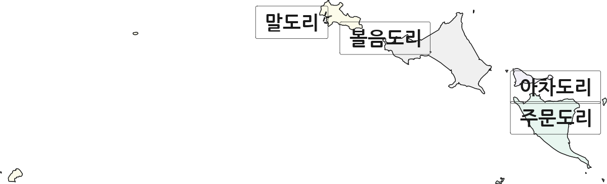 인천광역시 강화군 서도면 법정동 리 구분 행정구역 경계 지도