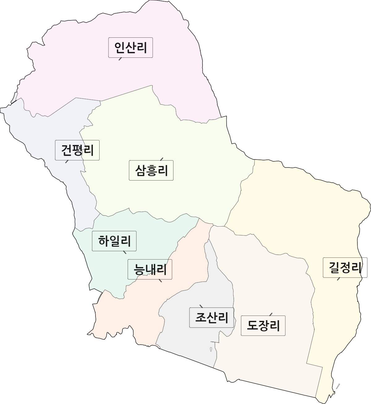 인천광역시 강화군 양도면 법정동 리 구분 행정구역 경계 지도