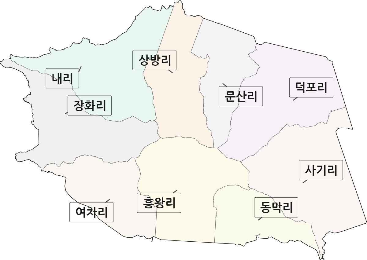 인천광역시 강화군 화도면 법정동 리 구분 행정구역 경계 지도