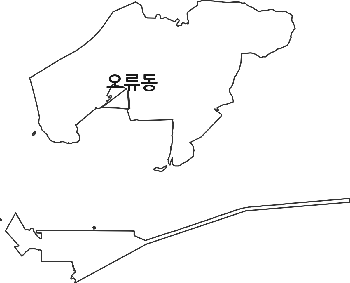 인천광역시 검단구 오류동 법정동 행정구역 경계 지도