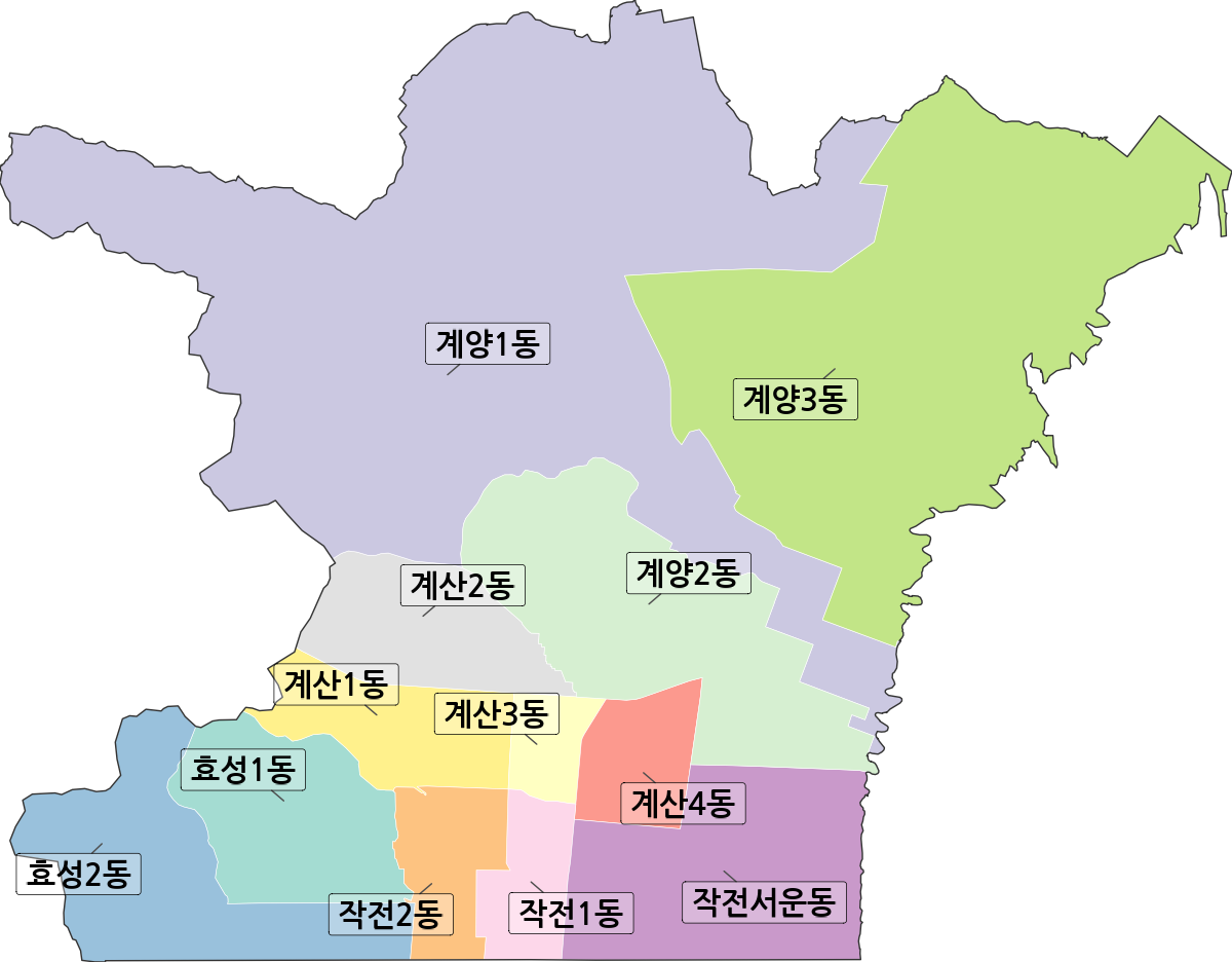 인천광역시 계양구 행정동 행정구역 경계 지도
