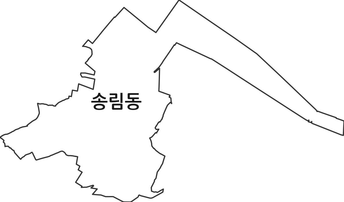 인천광역시 제물포구 송림동 법정동 행정구역 경계 지도