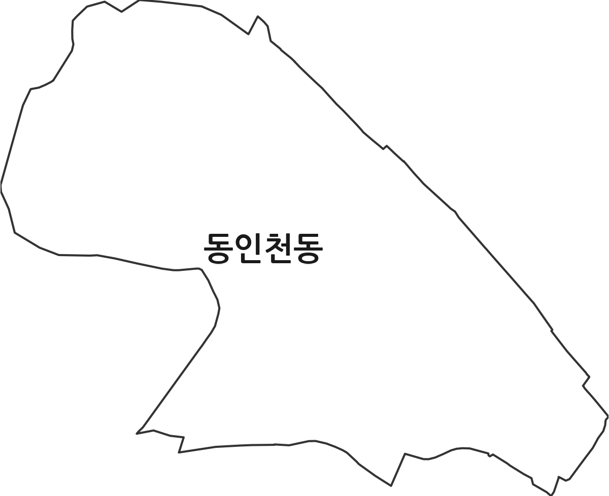 인천광역시 중구 동인천동 행정동 행정구역 경계 지도