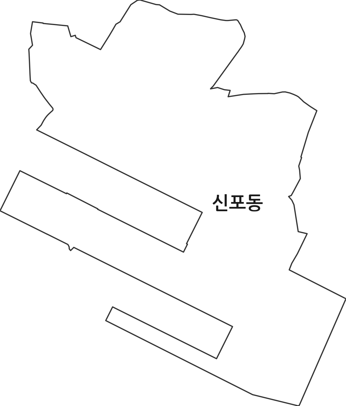 인천광역시 중구 신포동 행정동 행정구역 경계 지도