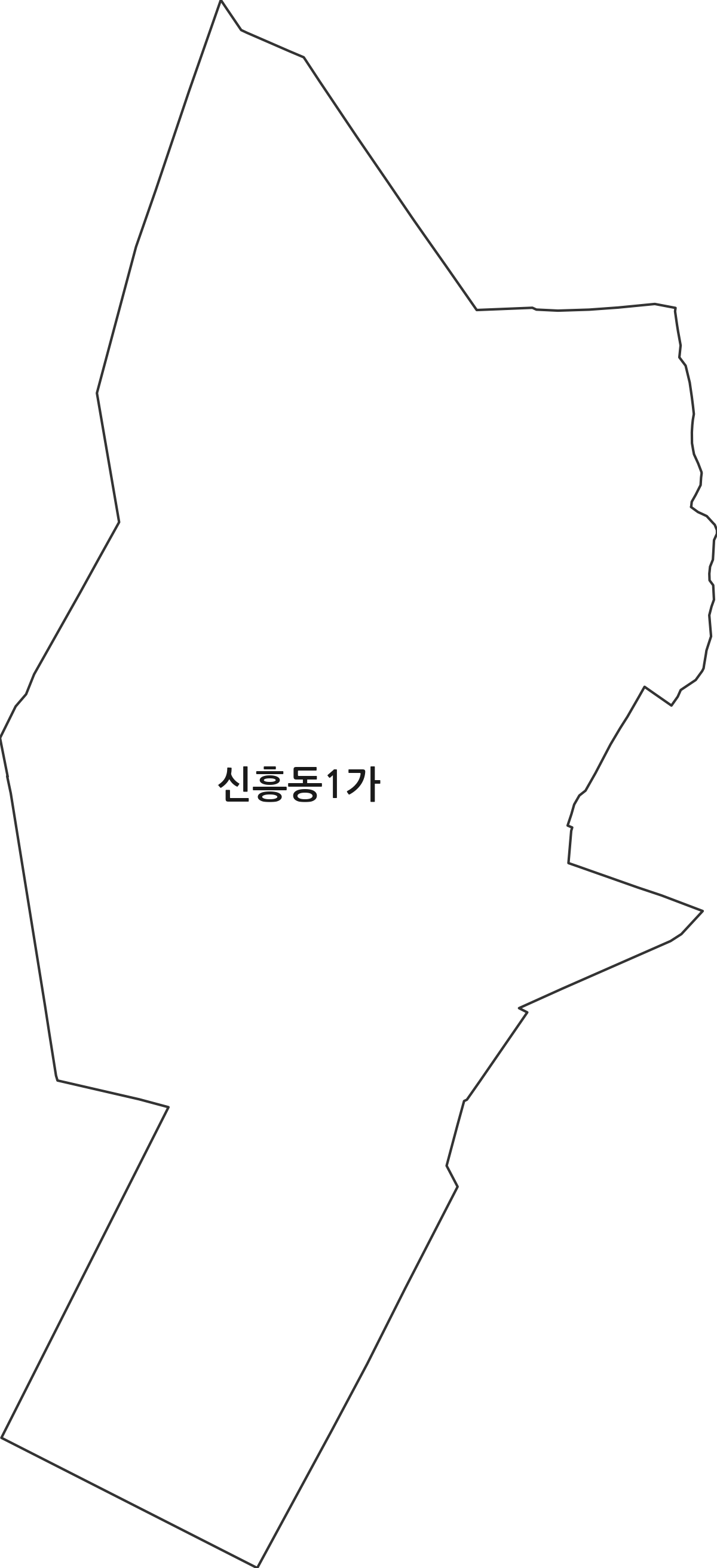 인천광역시 중구 신흥동1가 법정동 행정구역 경계 지도