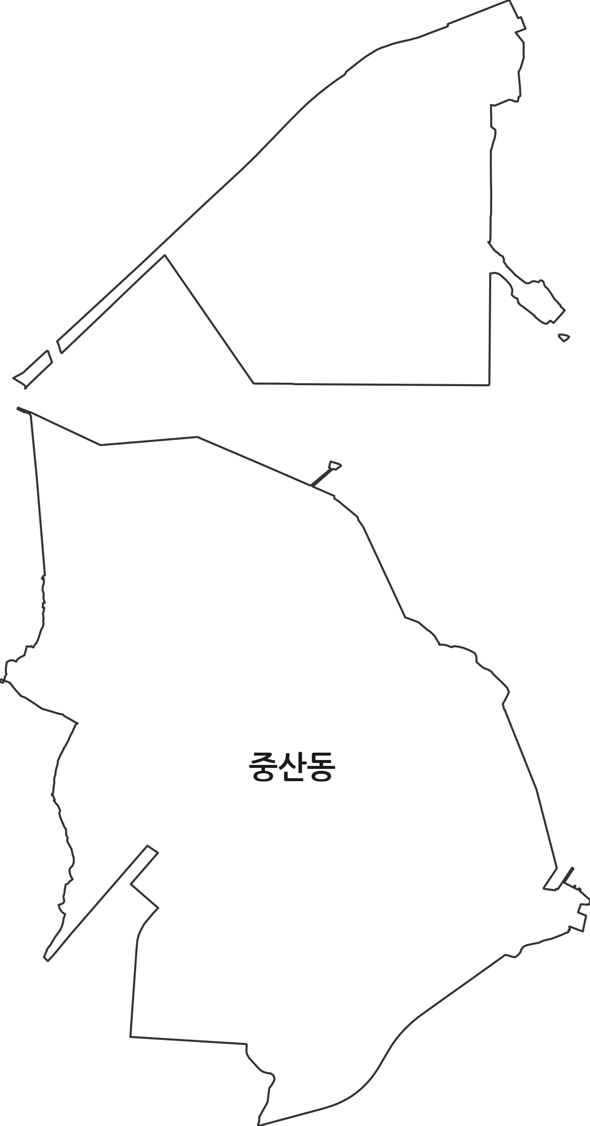 인천광역시 중구 중산동 법정동 행정구역 경계 지도