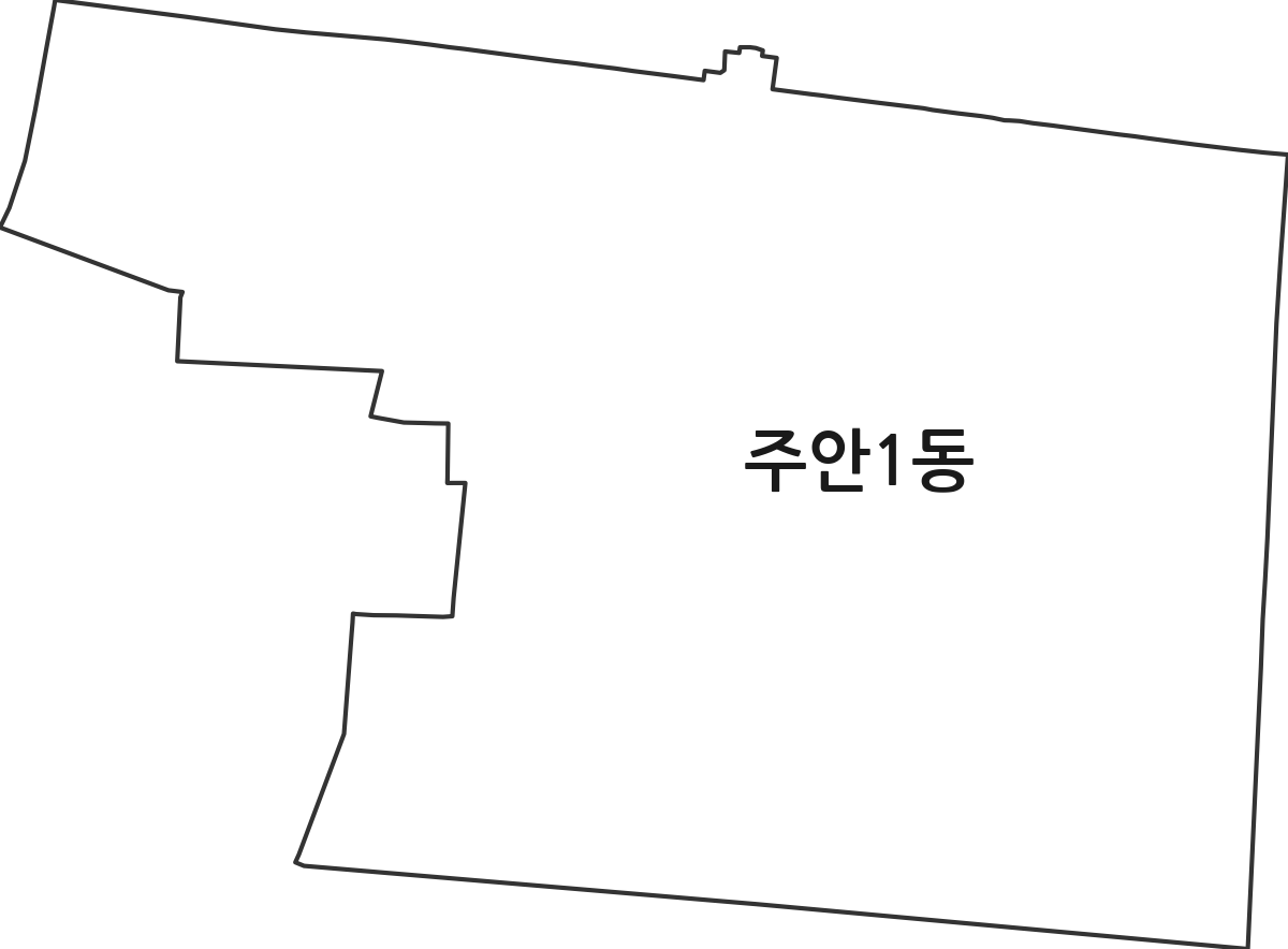 인천광역시 미추홀구 주안1동 행정동 행정구역 경계 지도