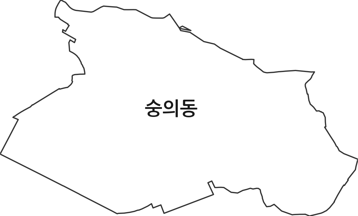 인천광역시 미추홀구 숭의동 법정동 행정구역 경계 지도