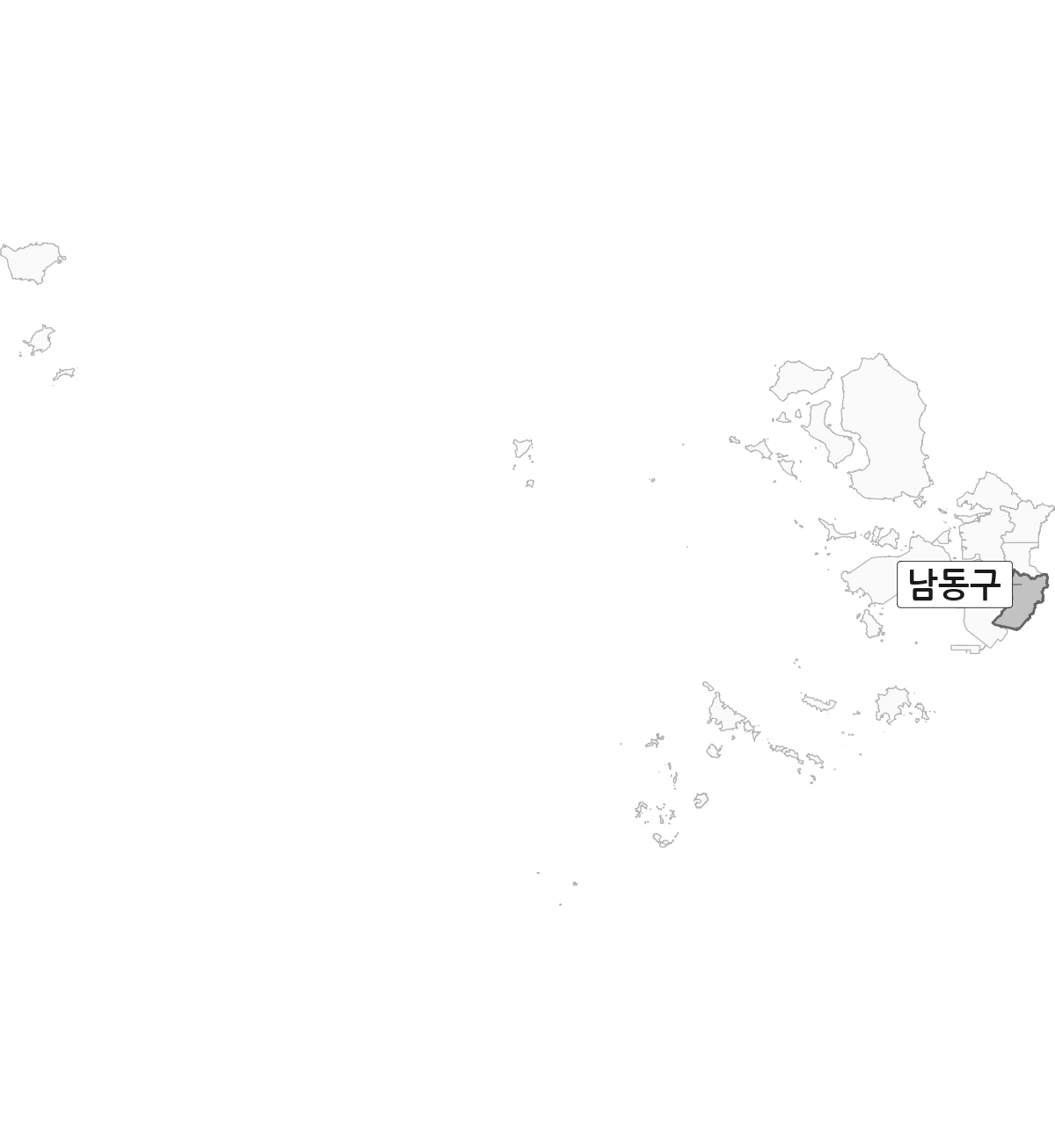 인천광역시 범위 내 남동구 행정구역 경계 지도
