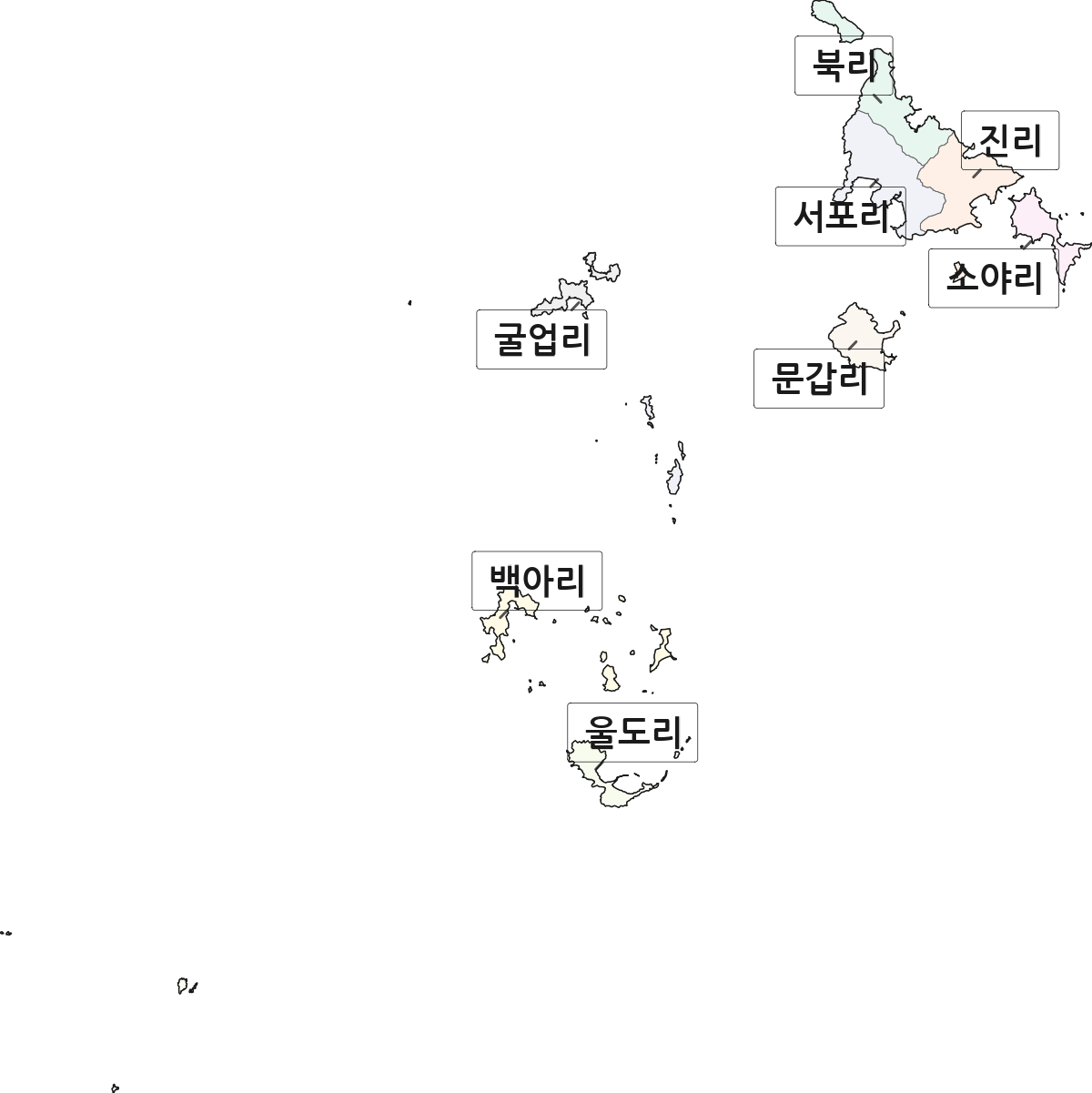 인천광역시 옹진군 덕적면 법정동 리 구분 행정구역 경계 지도