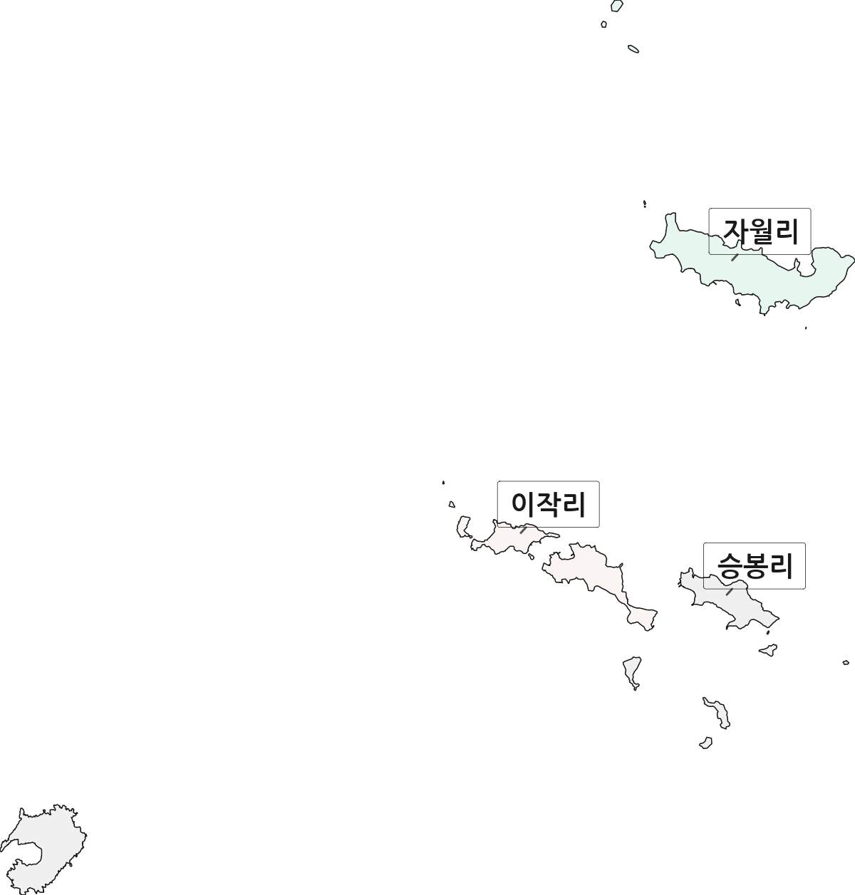인천광역시 옹진군 자월면 법정동 리 구분 행정구역 경계 지도