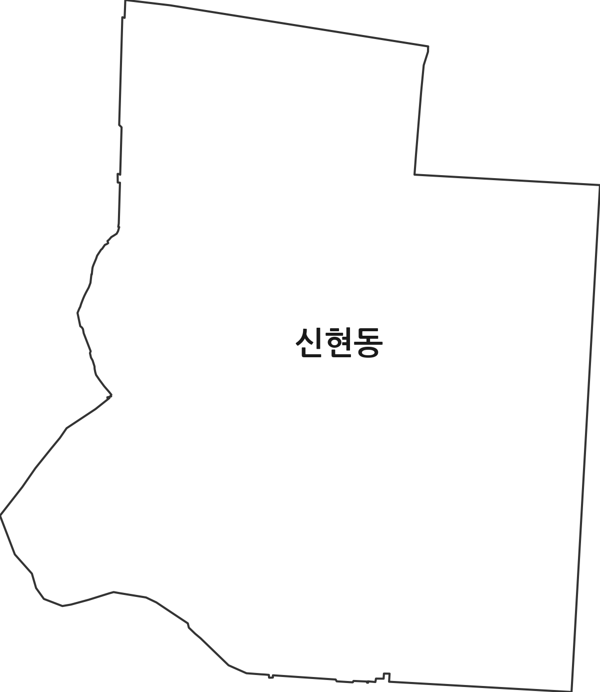 인천광역시 서구 신현동 법정동 행정구역 경계 지도