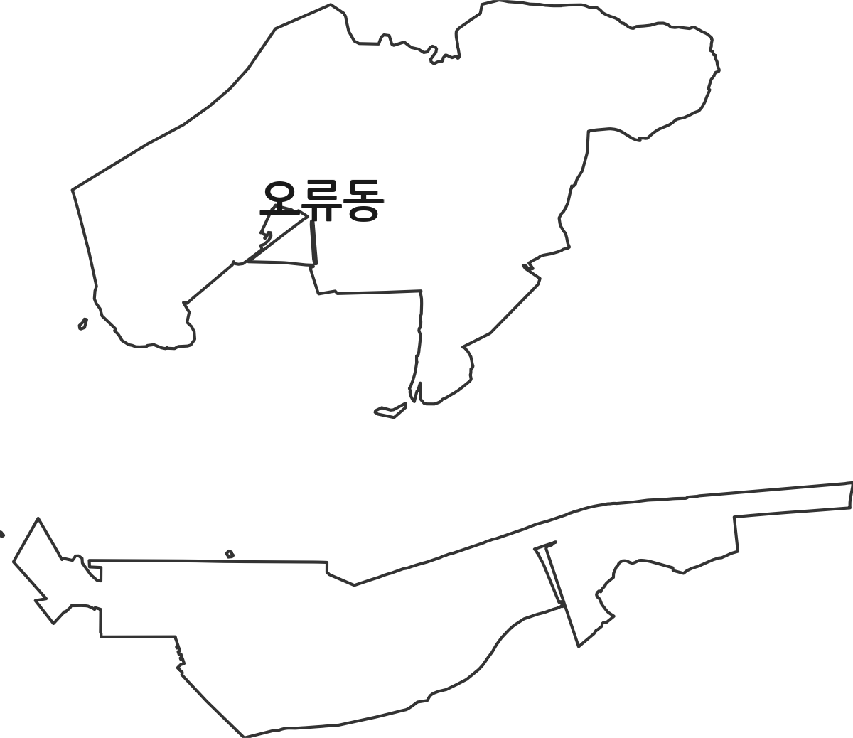 인천광역시 서구 오류동 법정동 행정구역 경계 지도