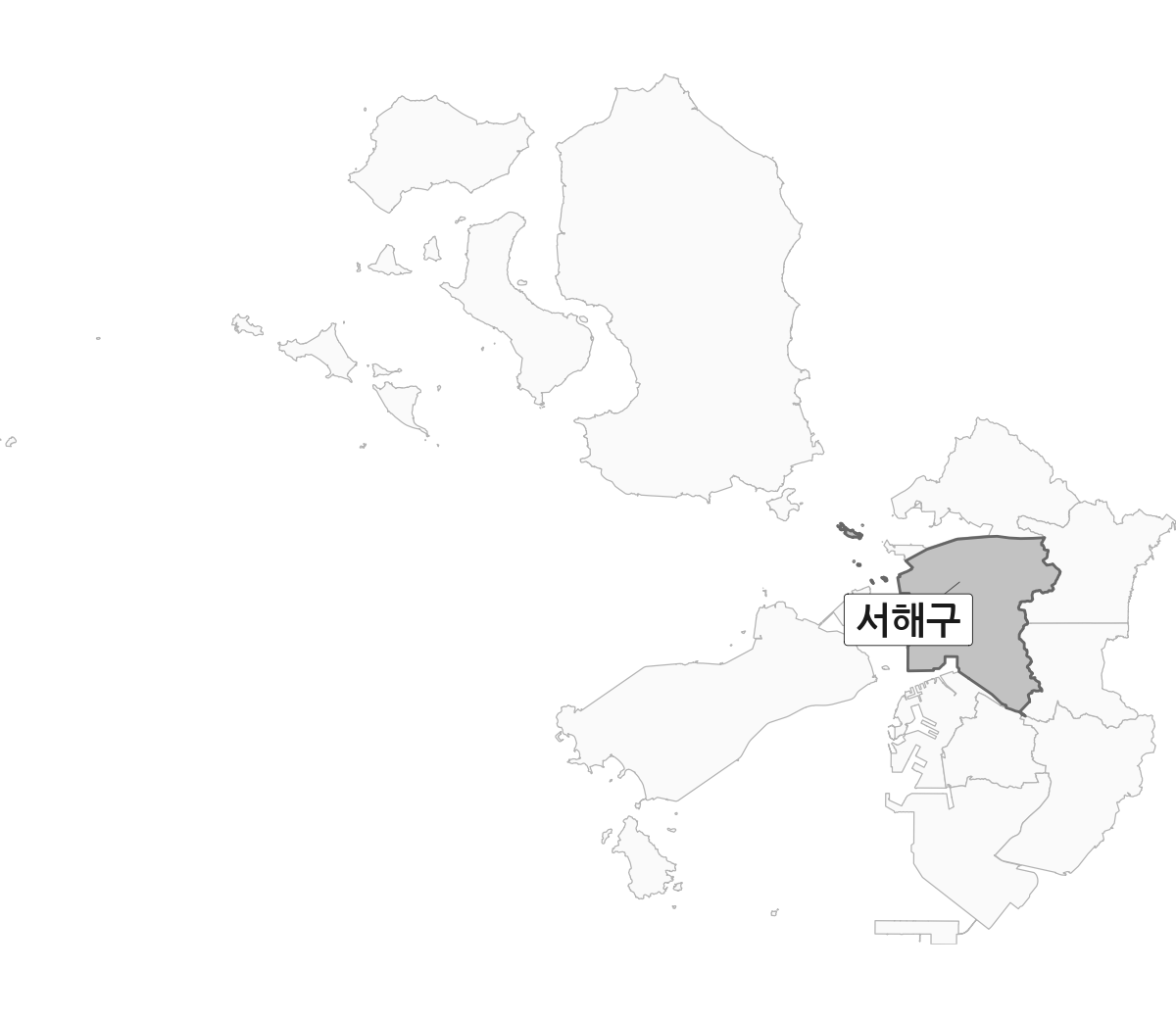 인천광역시 범위 내 서해구 행정구역 경계 지도 옹진군 제외 버전