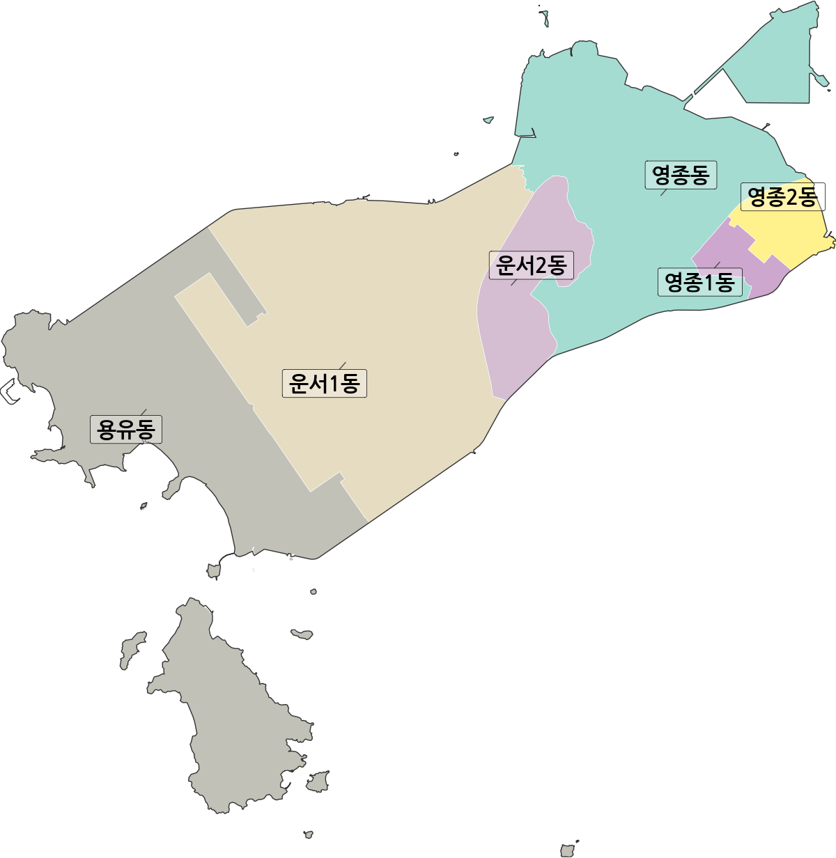 인천광역시 영종구 행정동 행정구역 경계 지도