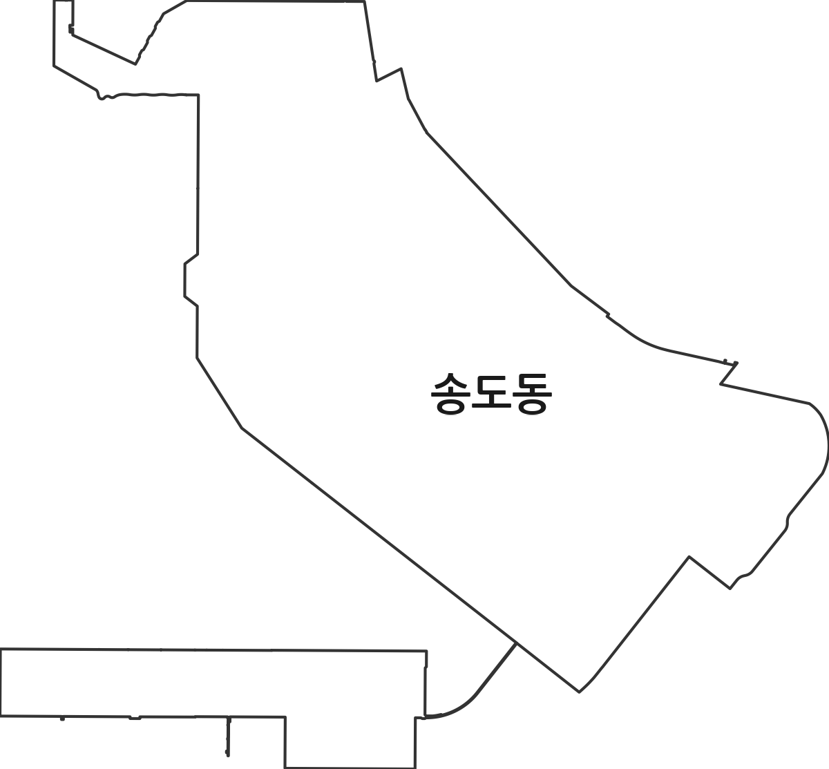 인천광역시 연수구 송도동 법정동 행정구역 경계 지도