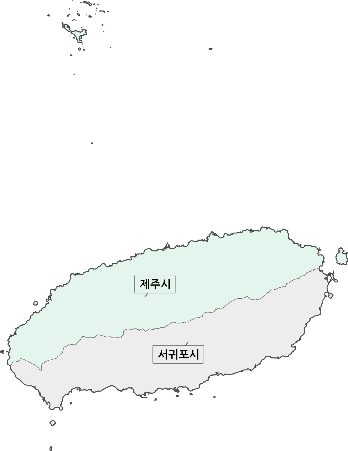 제주특별자치도 행정구역 경계 지도