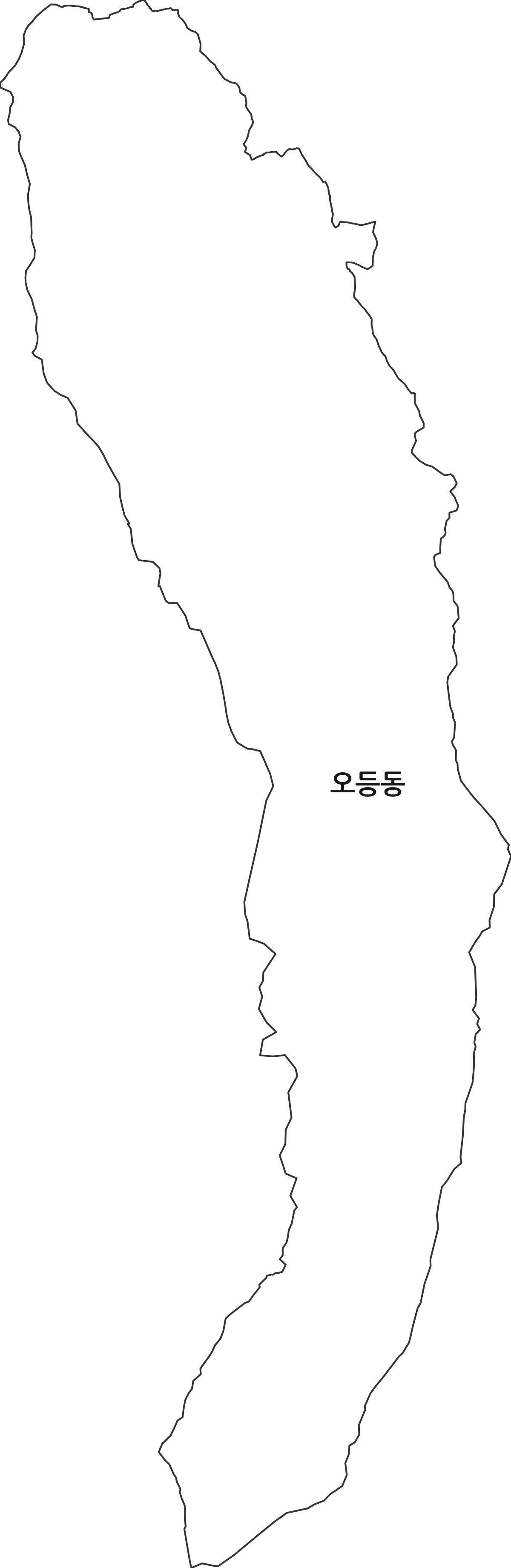 제주특별자치도 제주시 오등동 법정동 행정구역 경계 지도