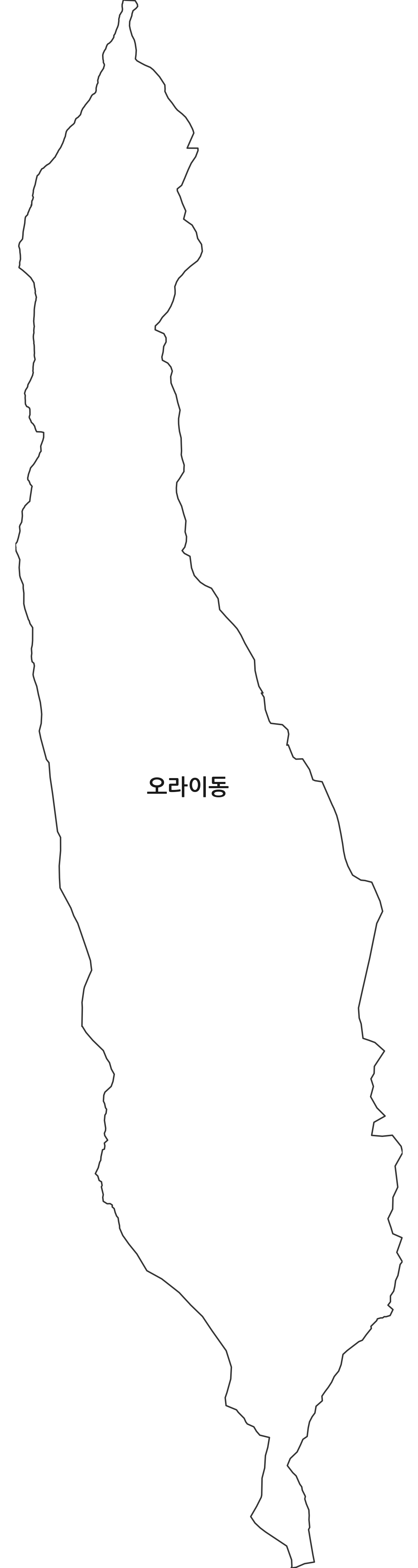 제주특별자치도 제주시 오라이동 법정동 행정구역 경계 지도