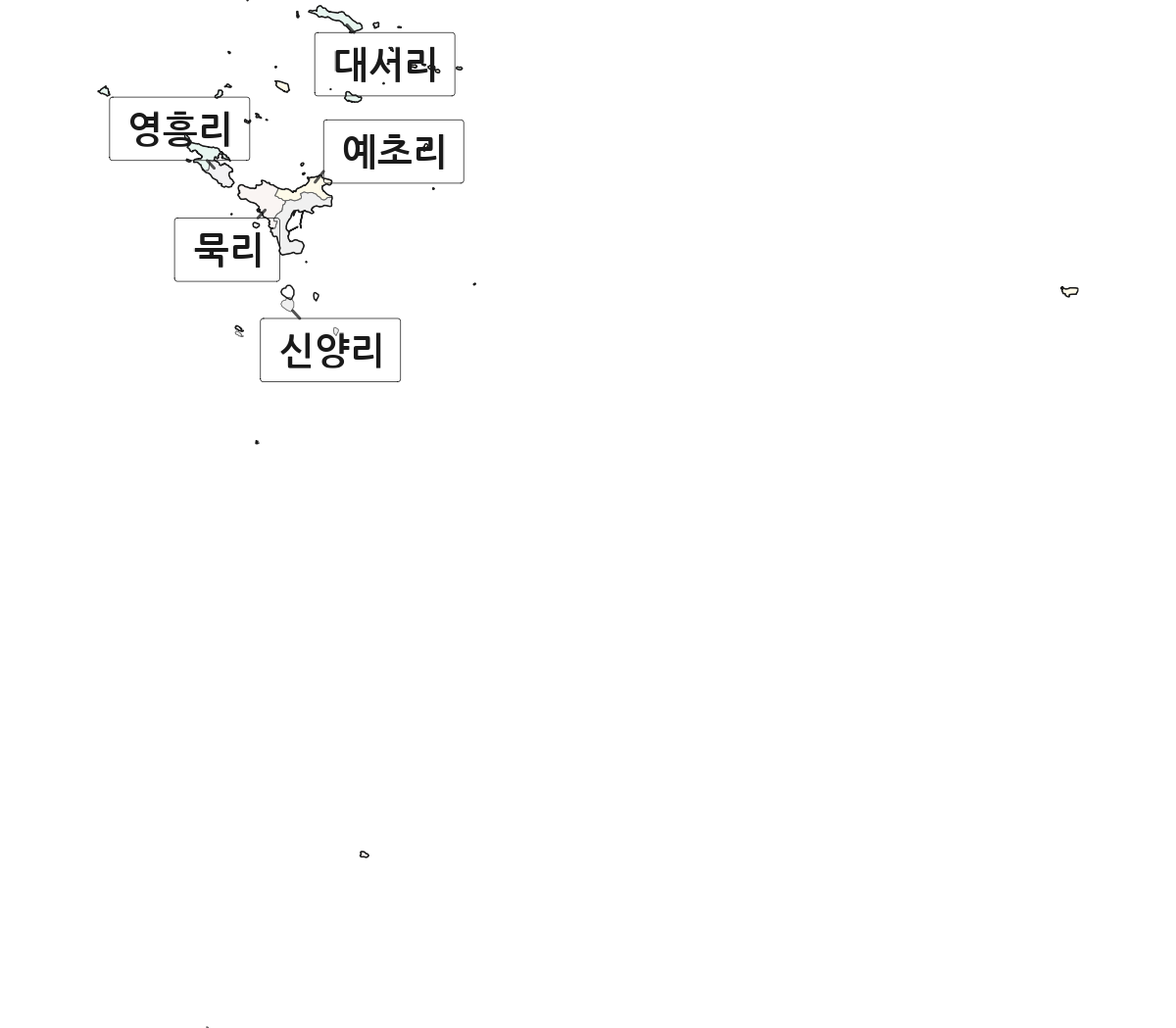 제주특별자치도 제주시 추자면 법정동 리 구분 행정구역 경계 지도