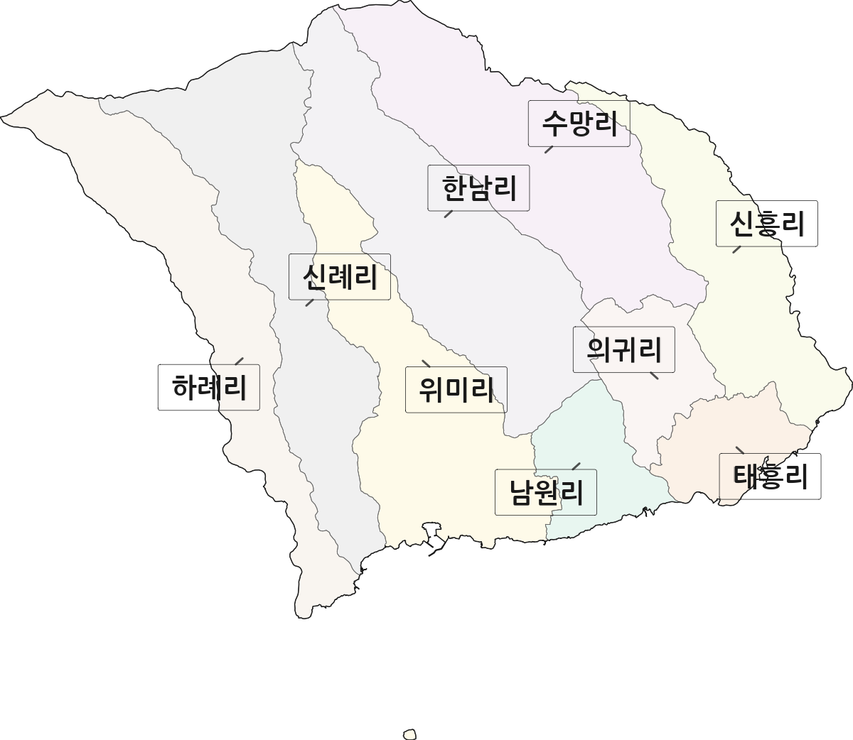 제주특별자치도 서귀포시 남원읍 법정동 리 구분 행정구역 경계 지도