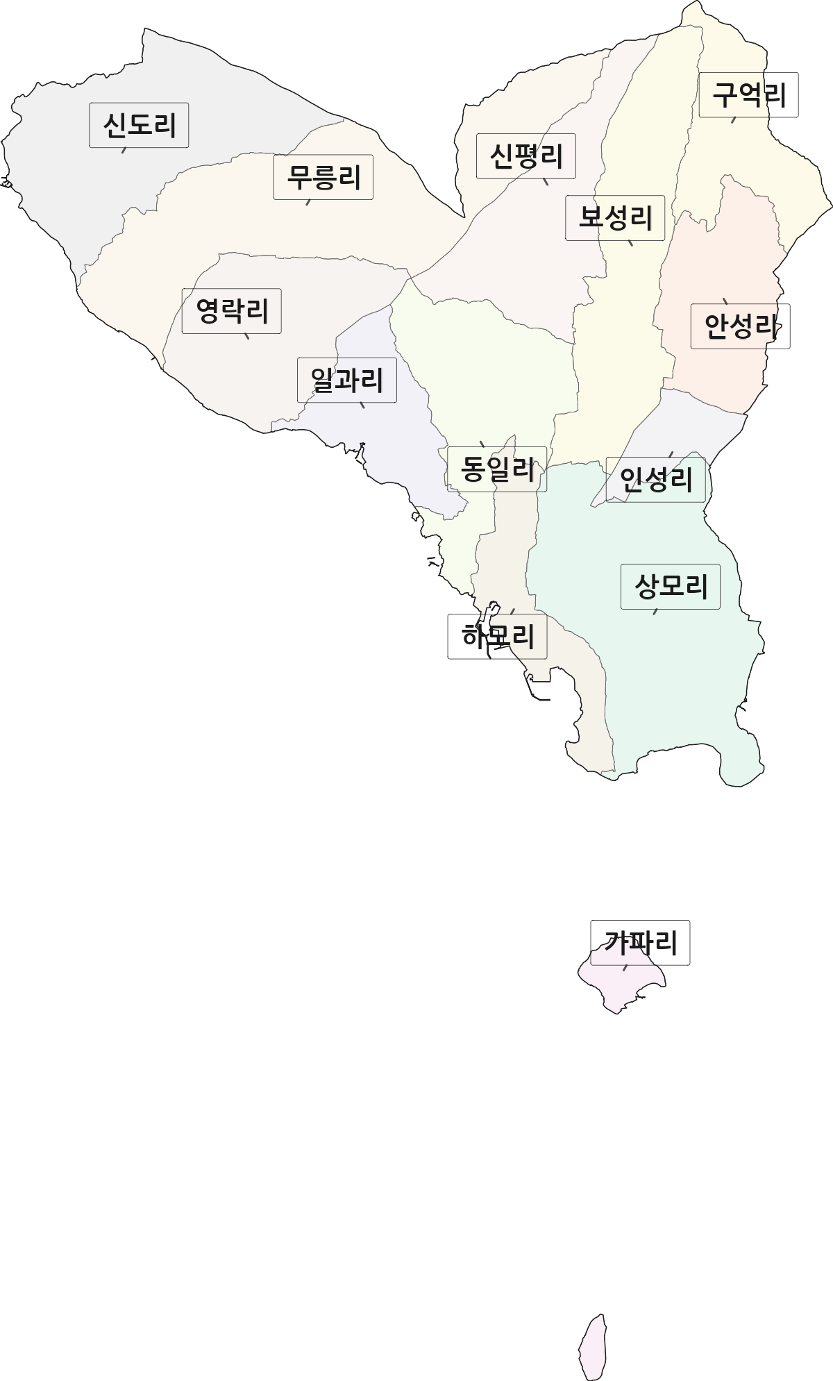 제주특별자치도 서귀포시 대정읍 법정동 리 구분 행정구역 경계 지도