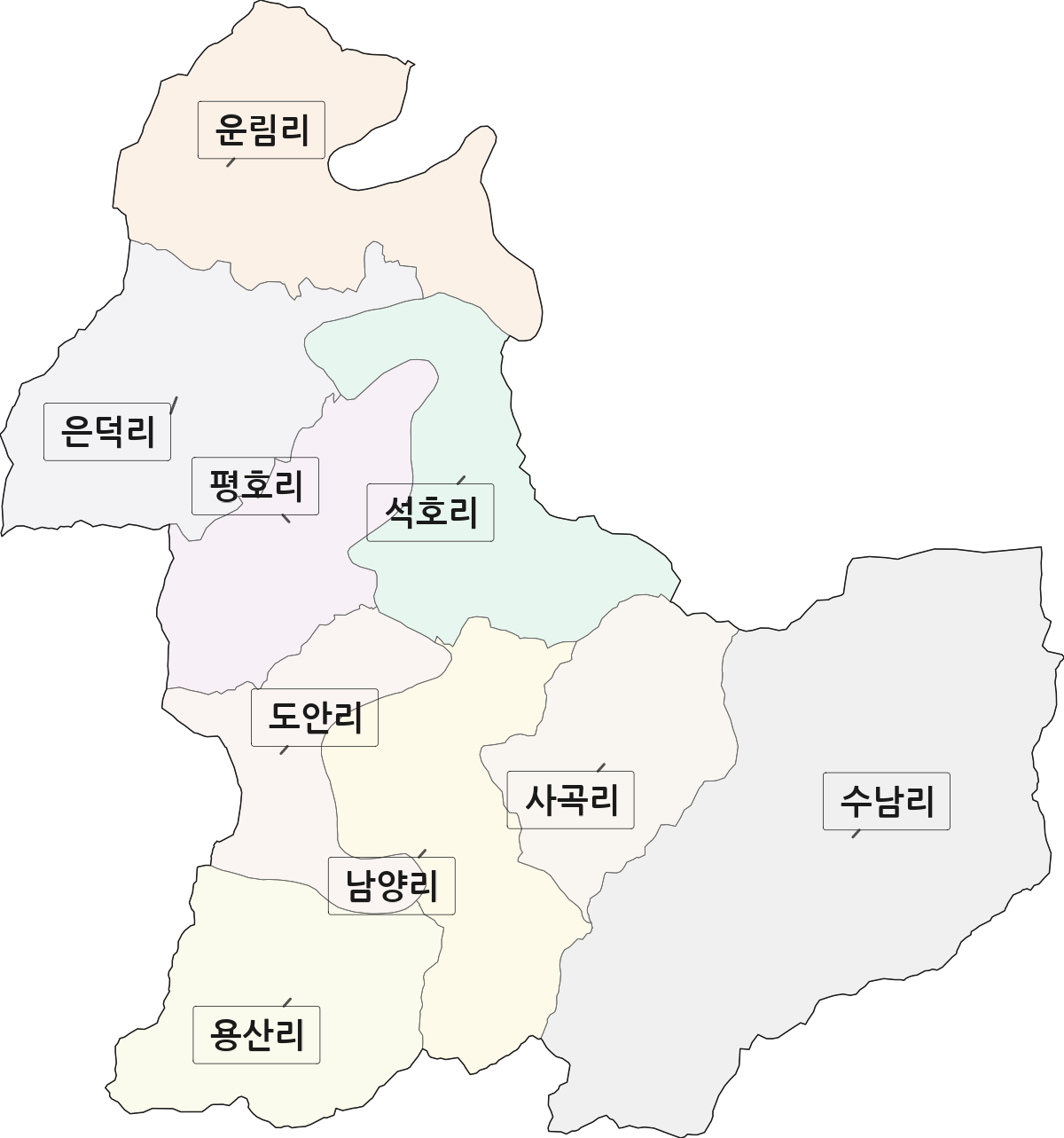 전라남도 보성군 겸백면 법정동 리 구분 행정구역 경계 지도