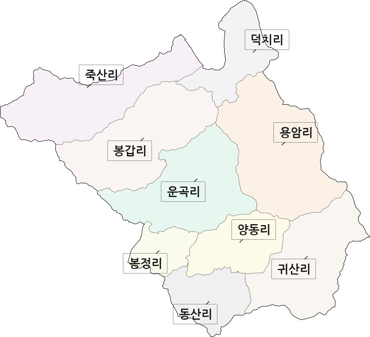 전라남도 보성군 문덕면 법정동 리 구분 행정구역 경계 지도