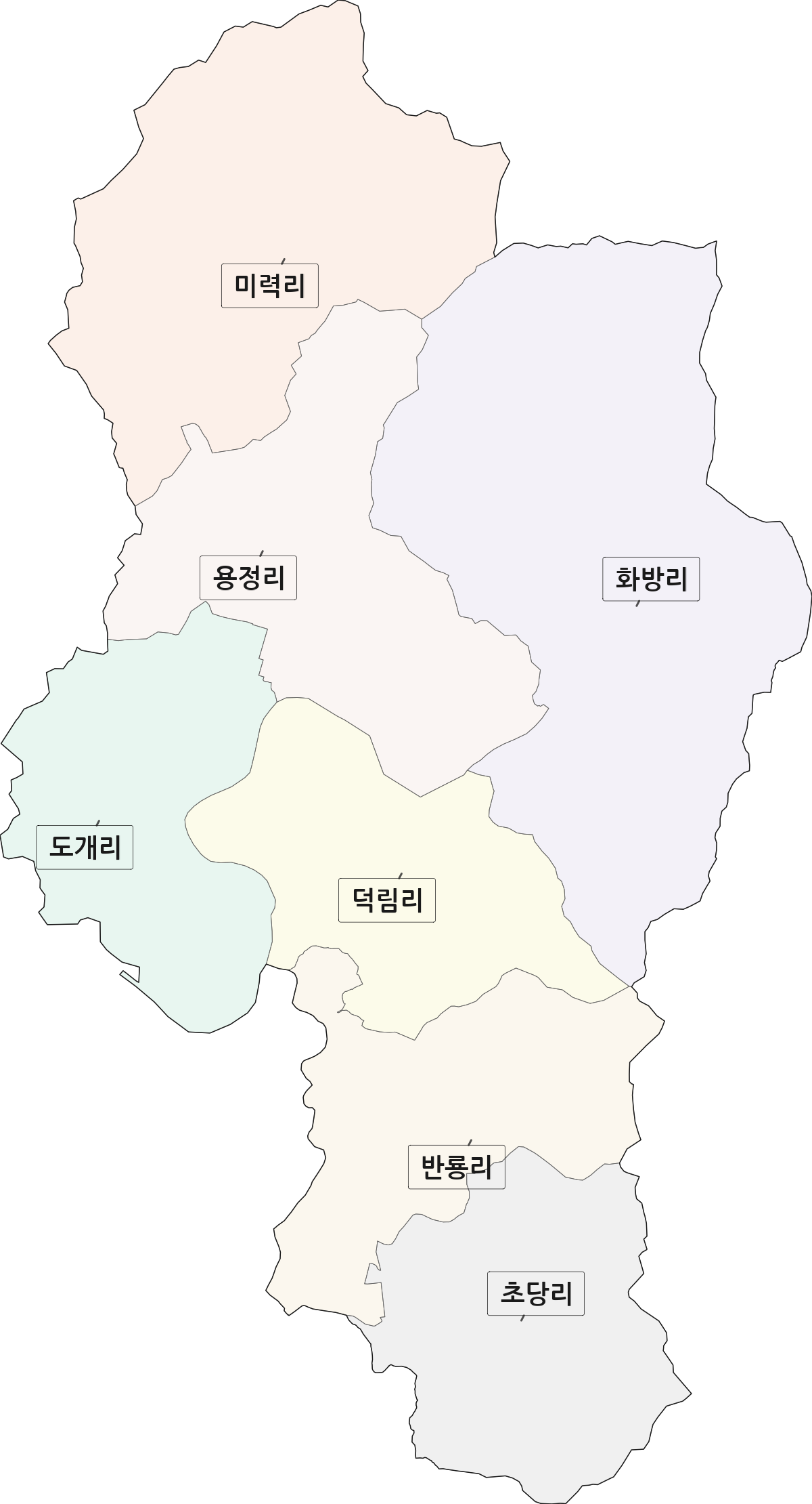 전라남도 보성군 미력면 법정동 리 구분 행정구역 경계 지도