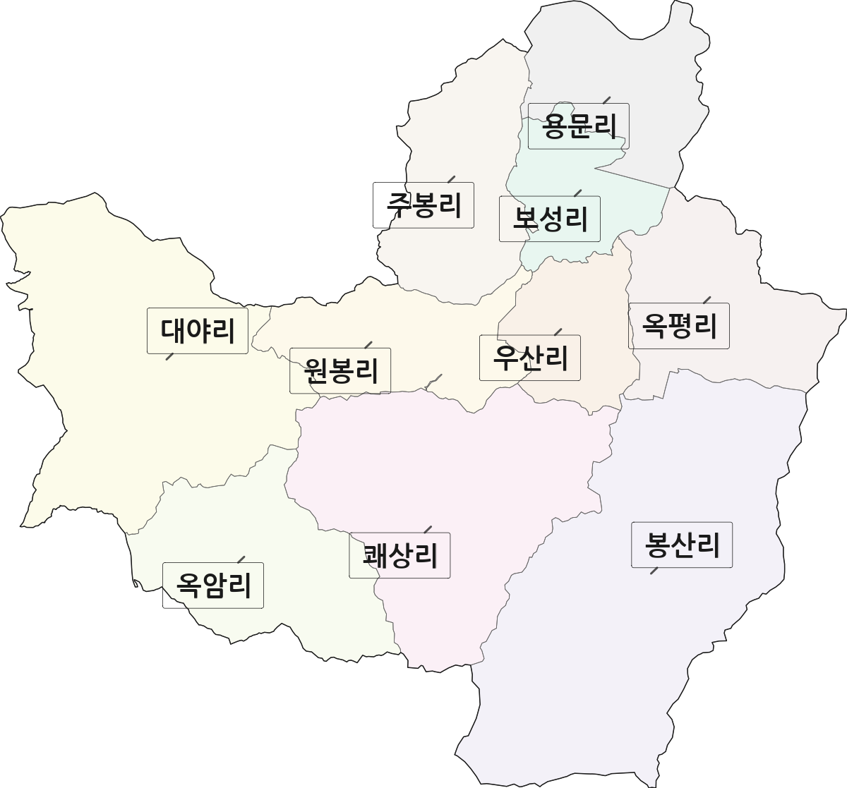 전라남도 보성군 보성읍 법정동 리 구분 행정구역 경계 지도