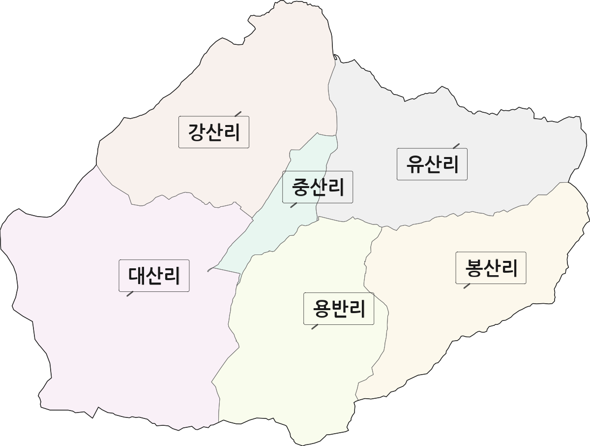 전라남도 보성군 웅치면 법정동 리 구분 행정구역 경계 지도