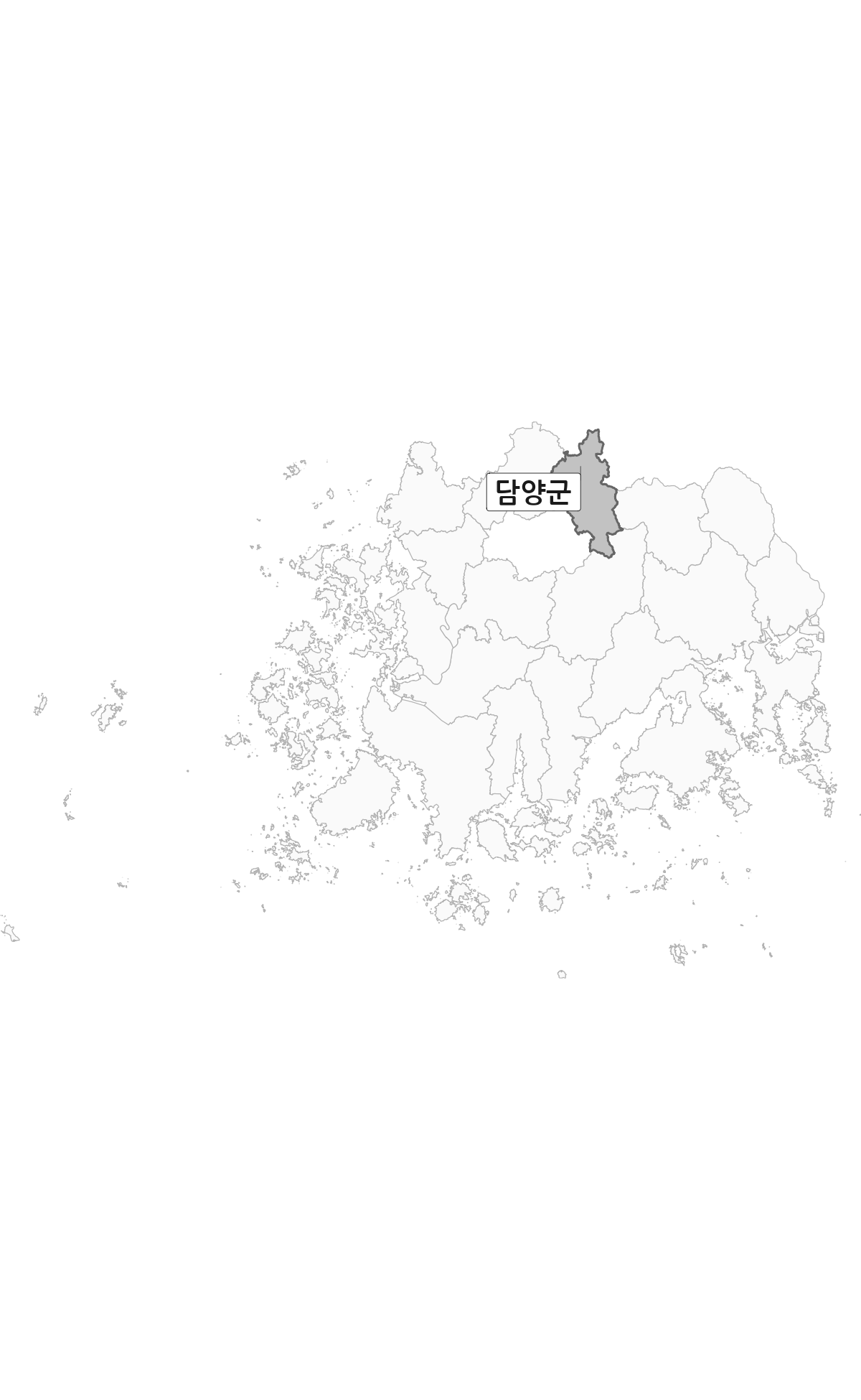 전라남도 범위 내 담양군 행정구역 경계 지도