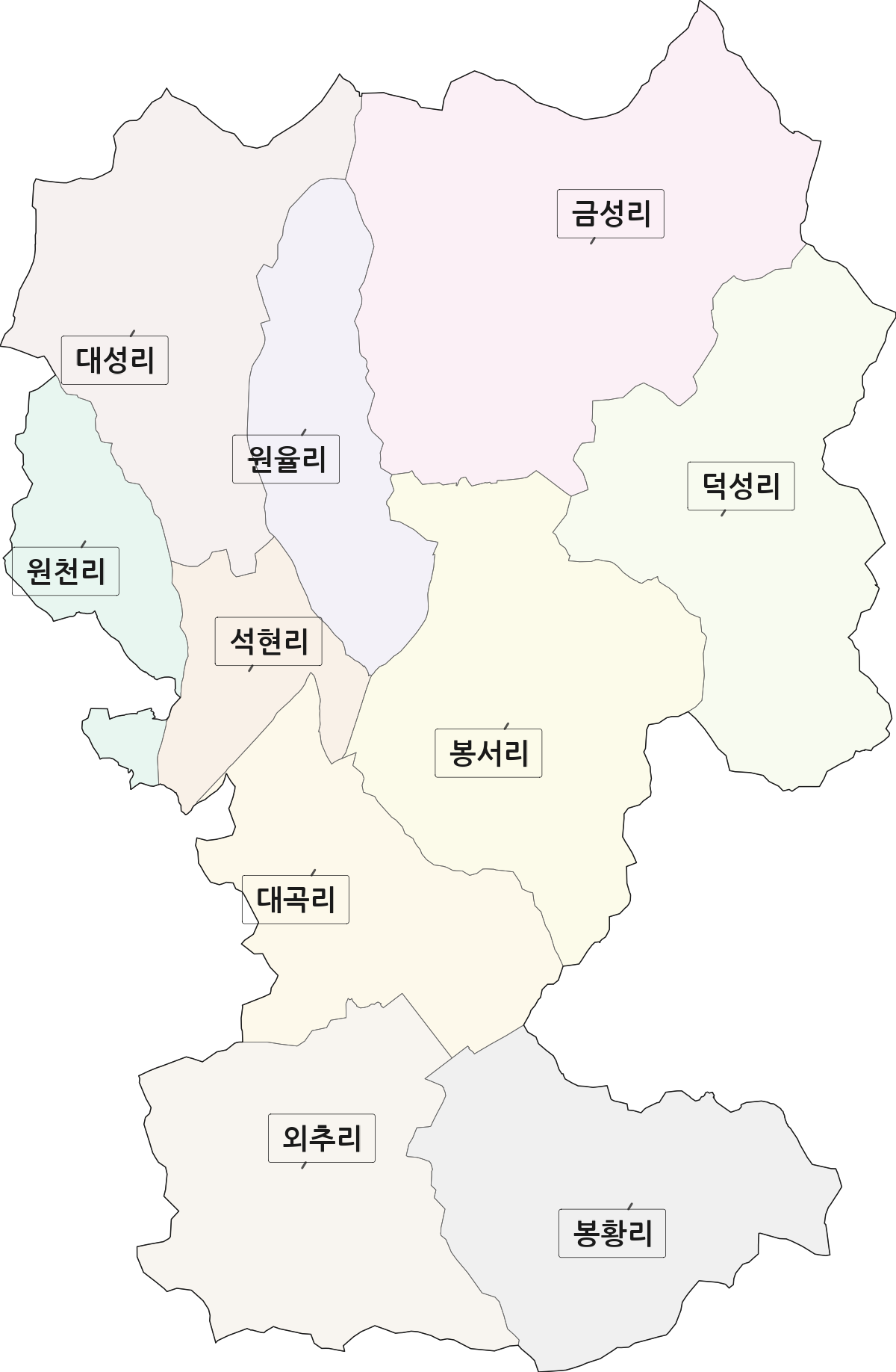 전라남도 담양군 금성면 법정동 리 구분 행정구역 경계 지도