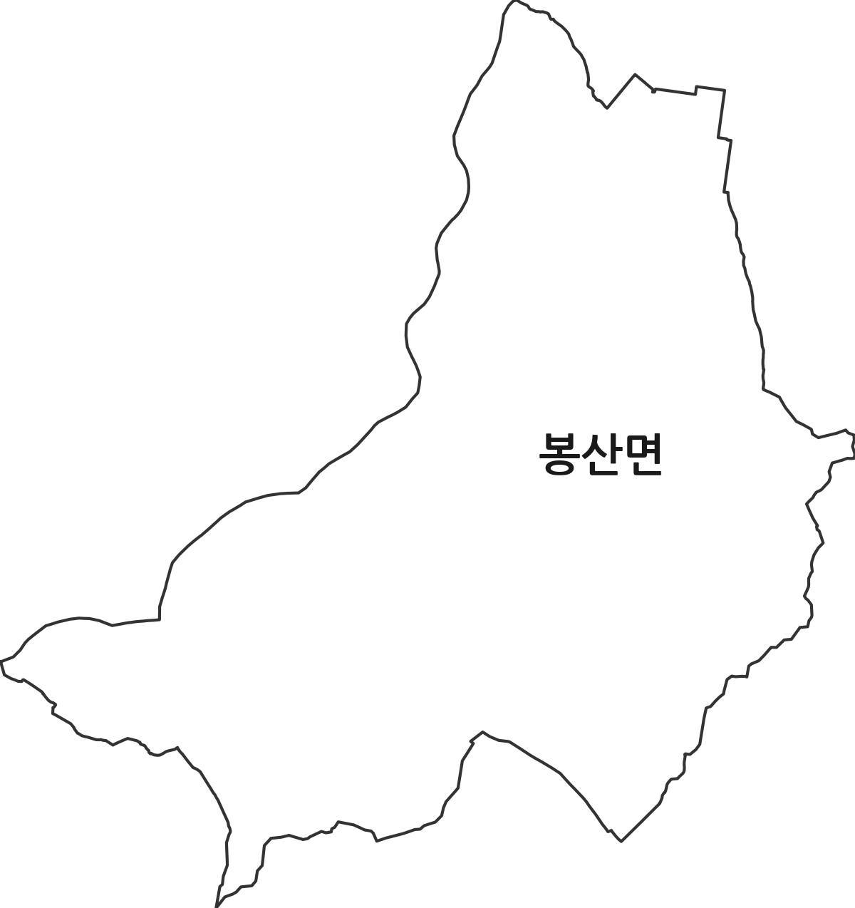 전라남도 담양군 봉산면 법정동 행정구역 경계 지도