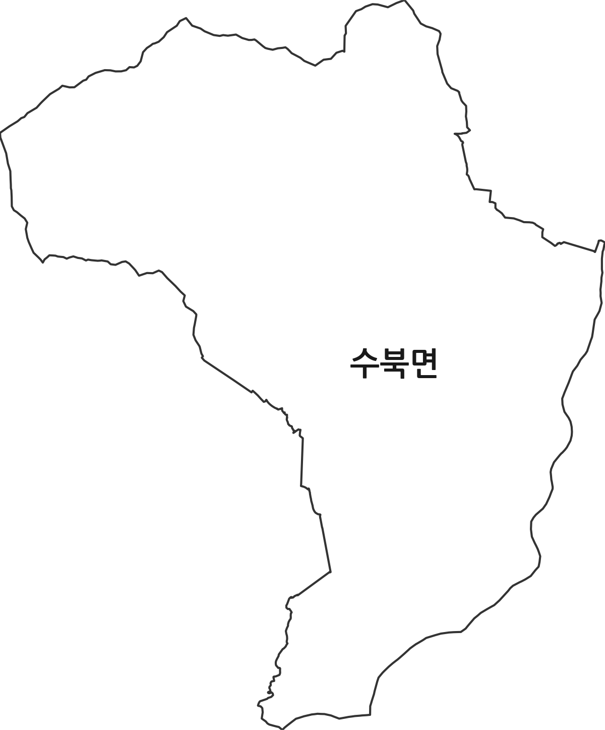 전라남도 담양군 수북면 법정동 행정구역 경계 지도